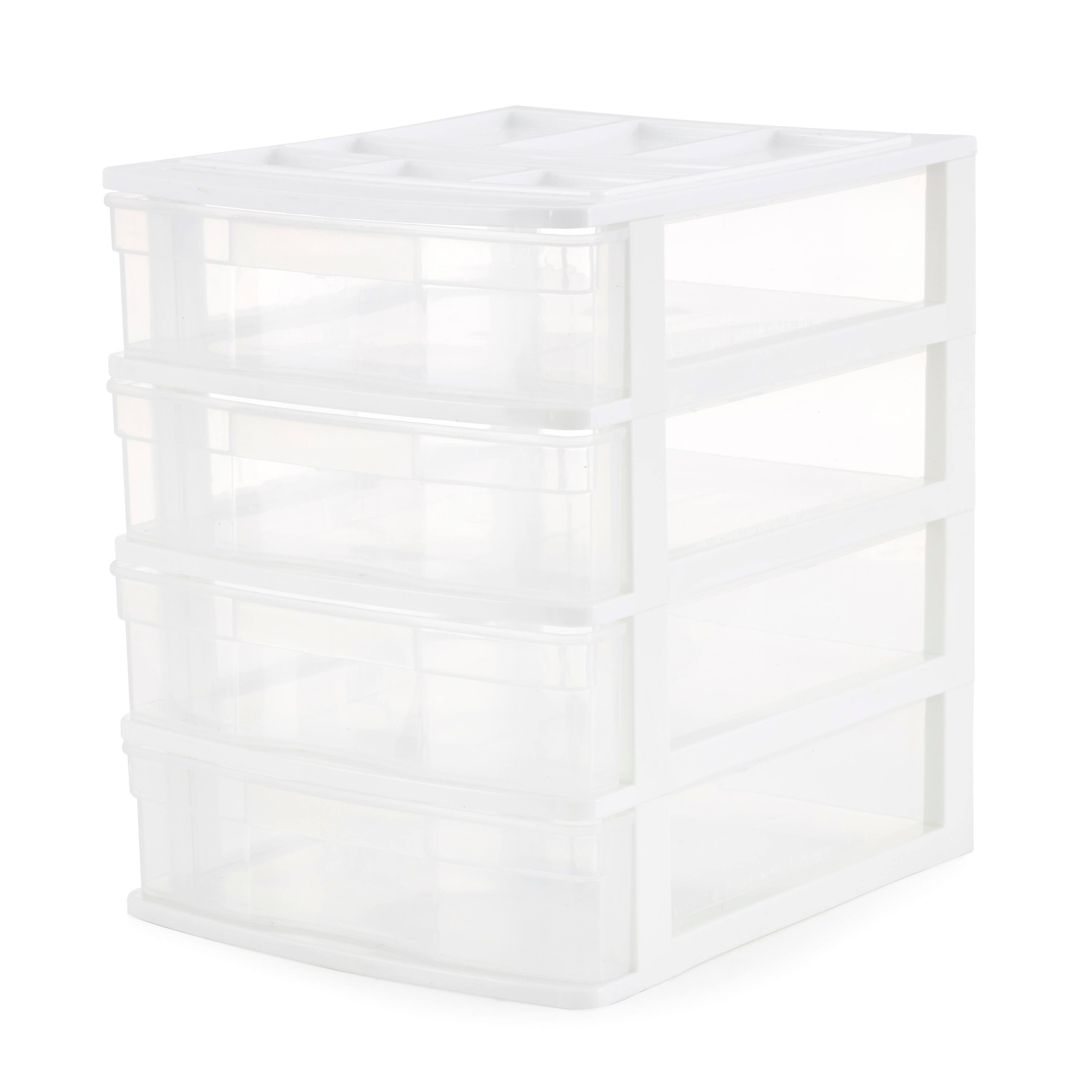 Gracious Living - 4 Drawer Desktop Countertop Storage with Organizer Lid, White