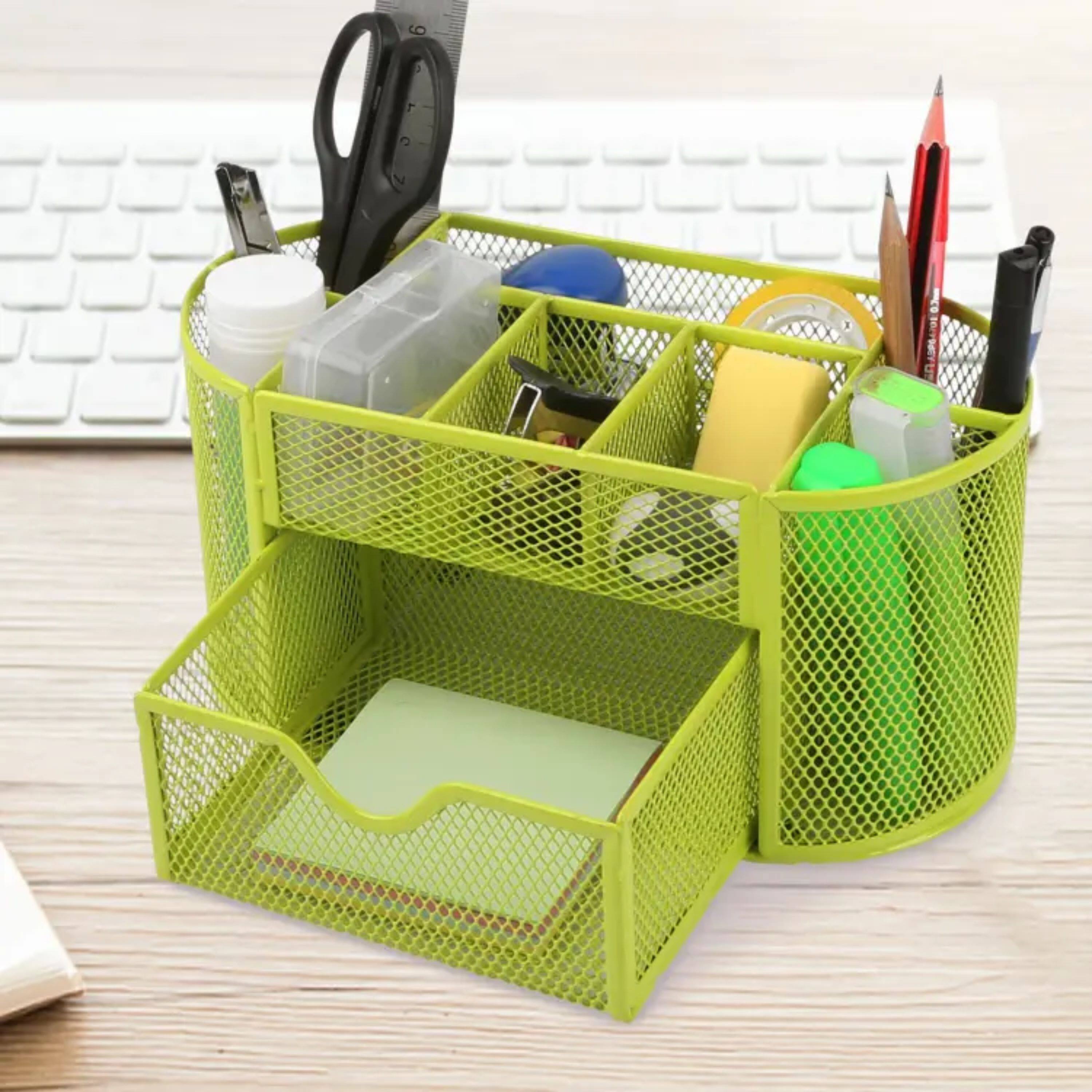 Back. Kitcheniva - Metal Mesh Pencil Holders Desk Organizer Green - Green.