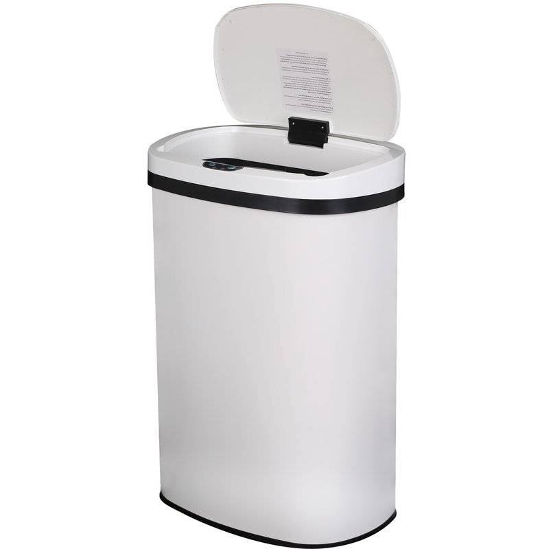 Angle. Hivvago - 13 gL Stainless Steel Motion Sensor Trash Can White - white.