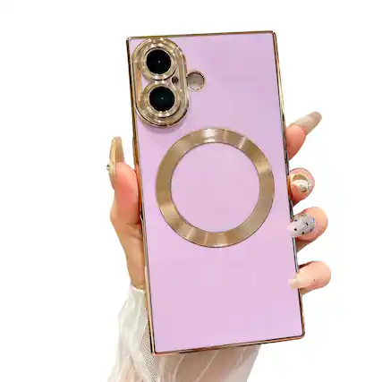 Front. Dteck - Plating Case for Apple iPhone 17 Magnetic Electroplated Soft TPU Rubber Cover with Camera Protection - Lightpurple.