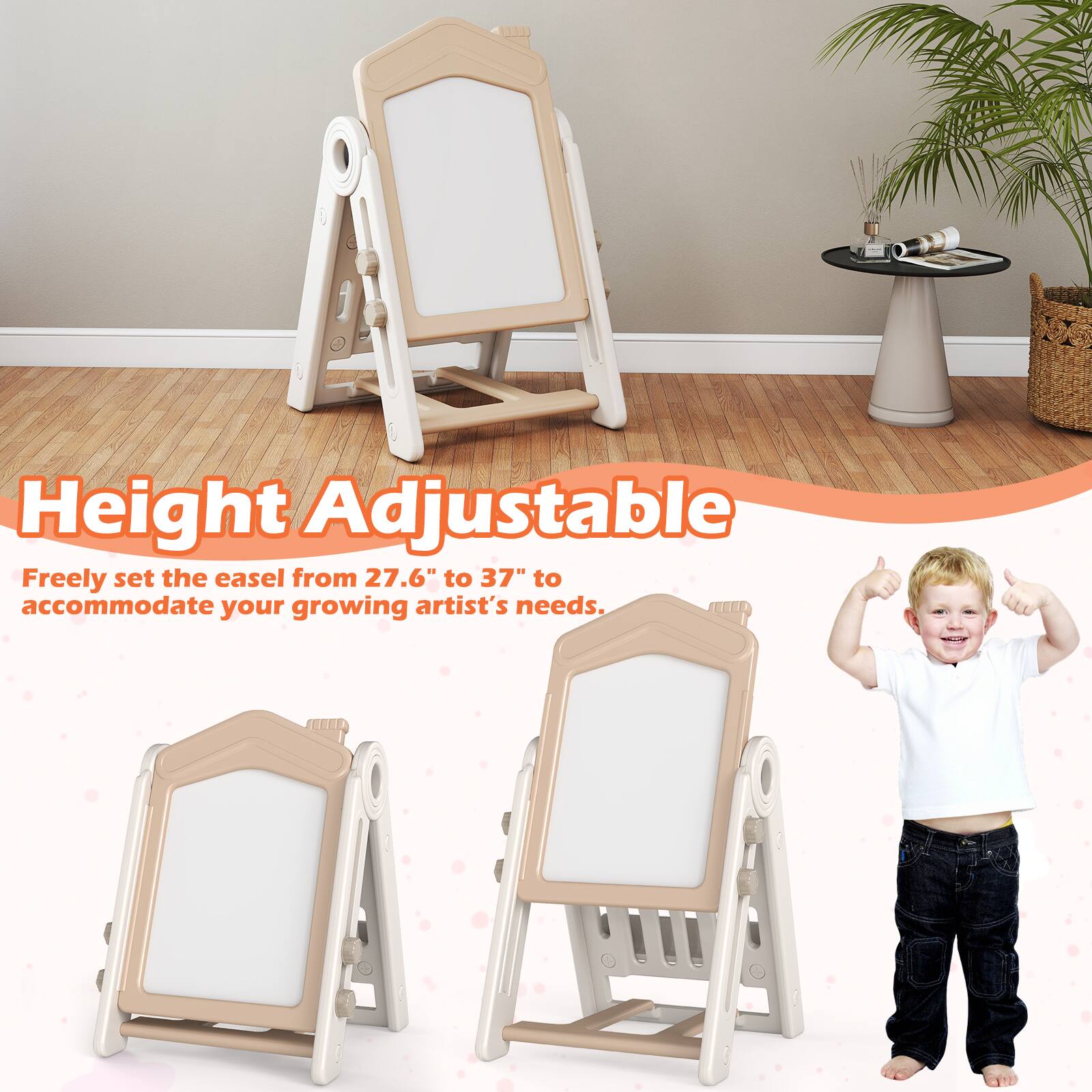 Height Adjustable

Freely set the easel from 27.6" to 37" to accommodate your growing artist's needs.