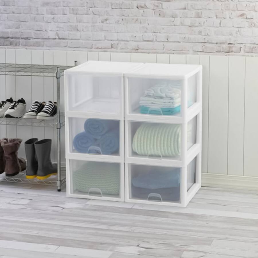 Sterilite 27 Qt (4 Pk) & 16 Qt (6 Pk) Stackable Plastic Storage Drawer ...
