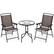 Front. Boyel Living - Brwon 3 Pieces Patio Round Table and Folding Chairs Set with Rippled Tempered Glass 37-in L x 25.5-in W x 17-in H - Brown.
