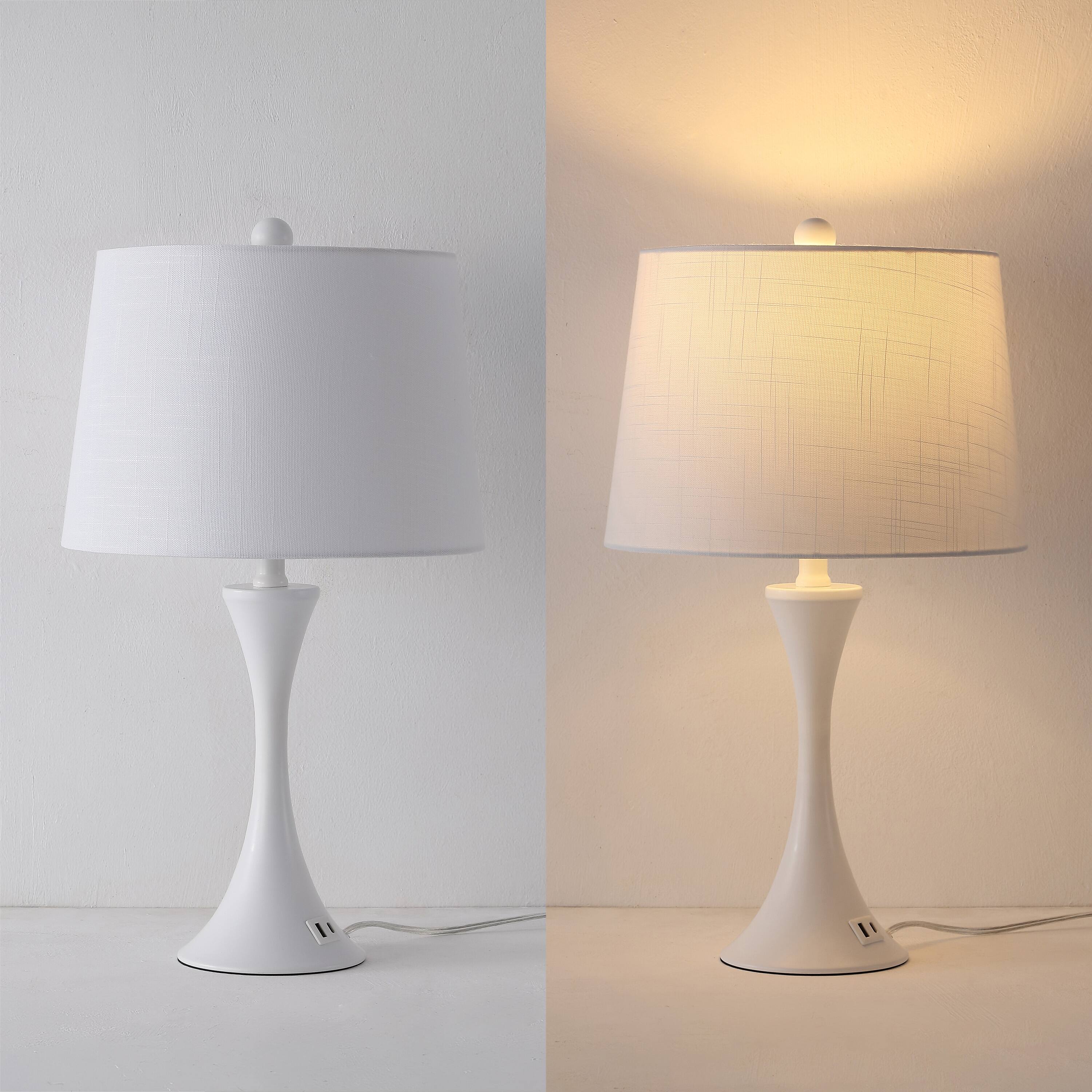 Alt View 5. Jonathan Y - Bennett 23" White Metal Candlestick Table Lamp Set of 2 for Bedroom with Touch Sensor with USB A and C Charging Ports - White.