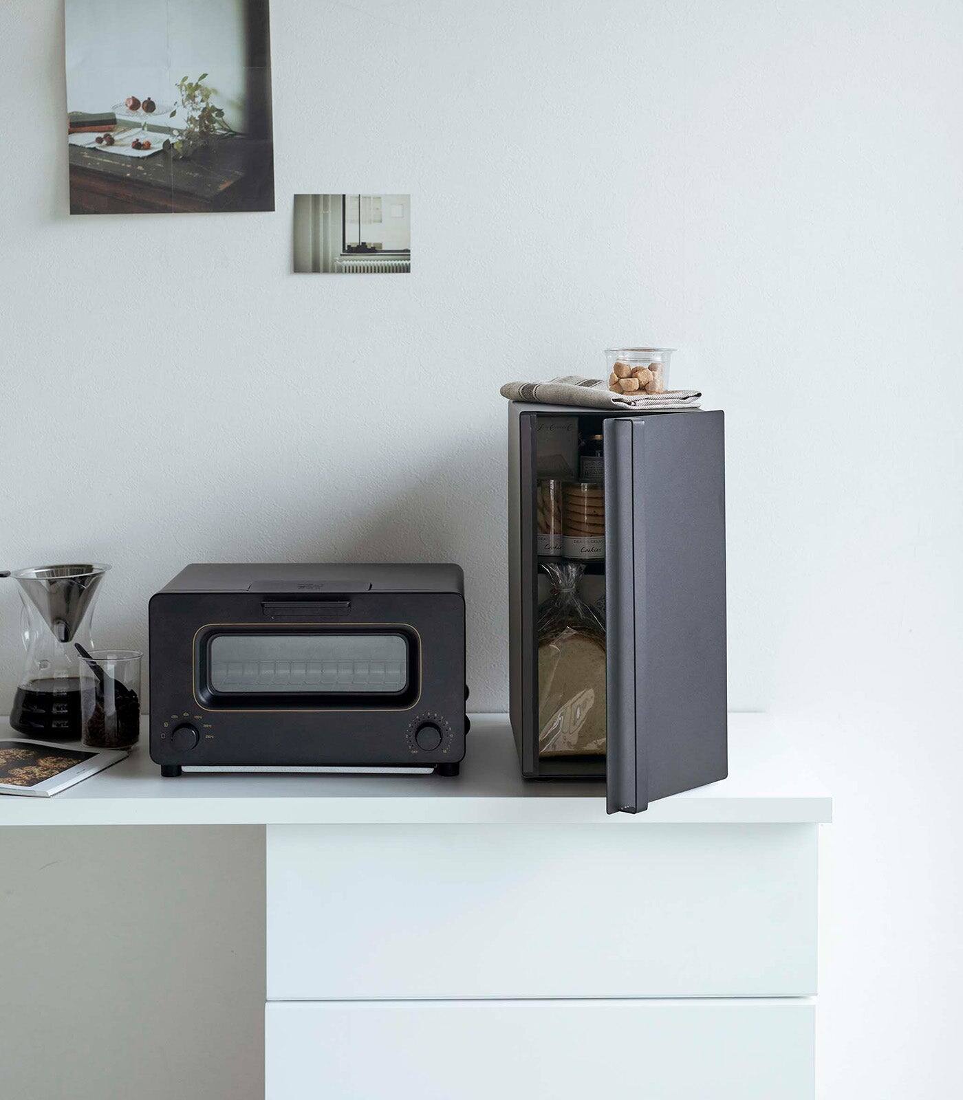 Alt View 9. Yamazaki Home - Bread Box - Vertical - Steel - Black.