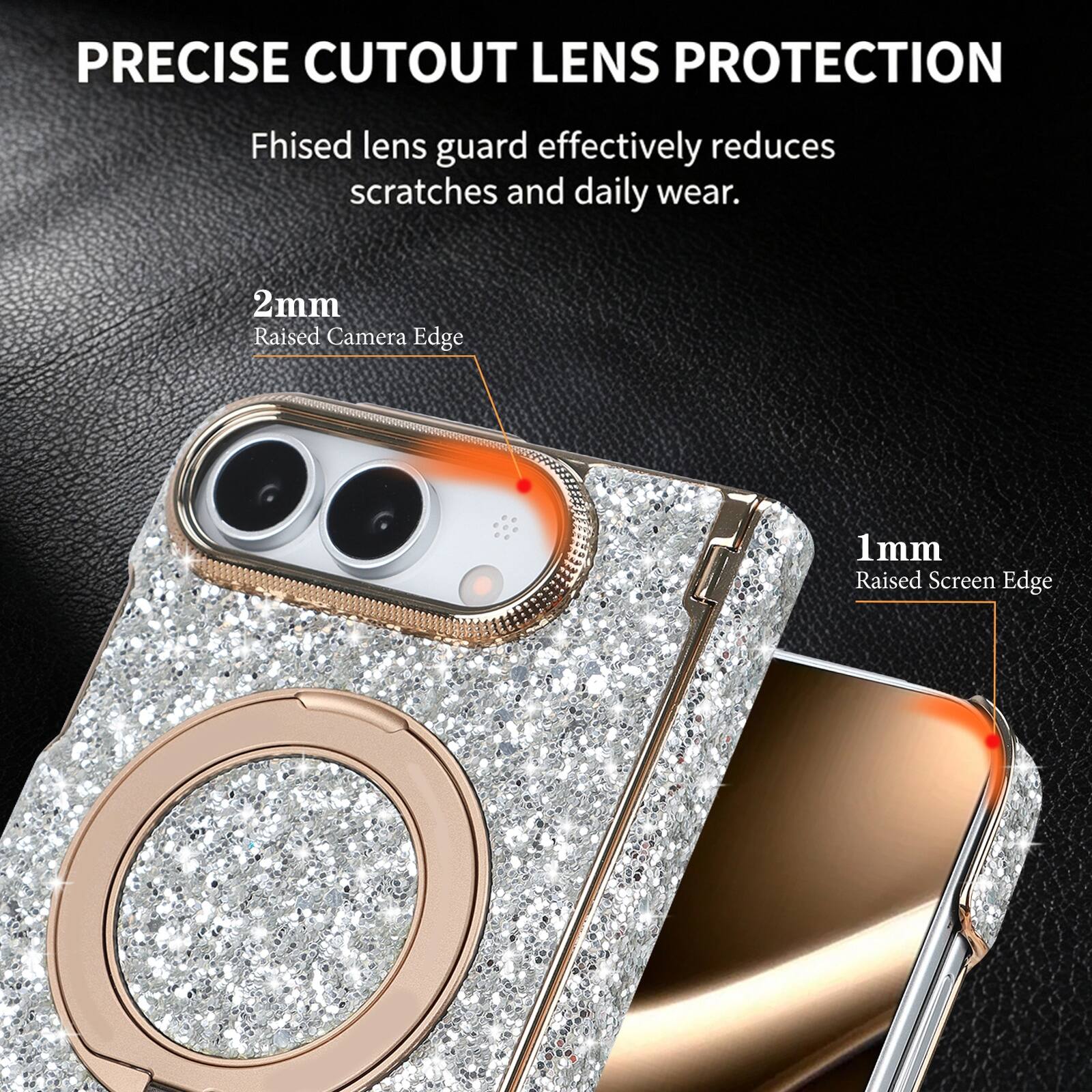 PRECISE CUTOUT LENS PROTECTION

Fhised lens guard effectively reduces scratches and daily wear.

2mm Raised Camera Edge

1mm Raised Screen Edge