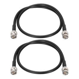 Unique Bargains - 6G-SDI BNC M/M 75 Ohm RG59 Coaxial Jumper Cable for Camera Surveillance, Supports HD-SDI/3G/6G-SDI/4K/8K, Pack of 2 - Black