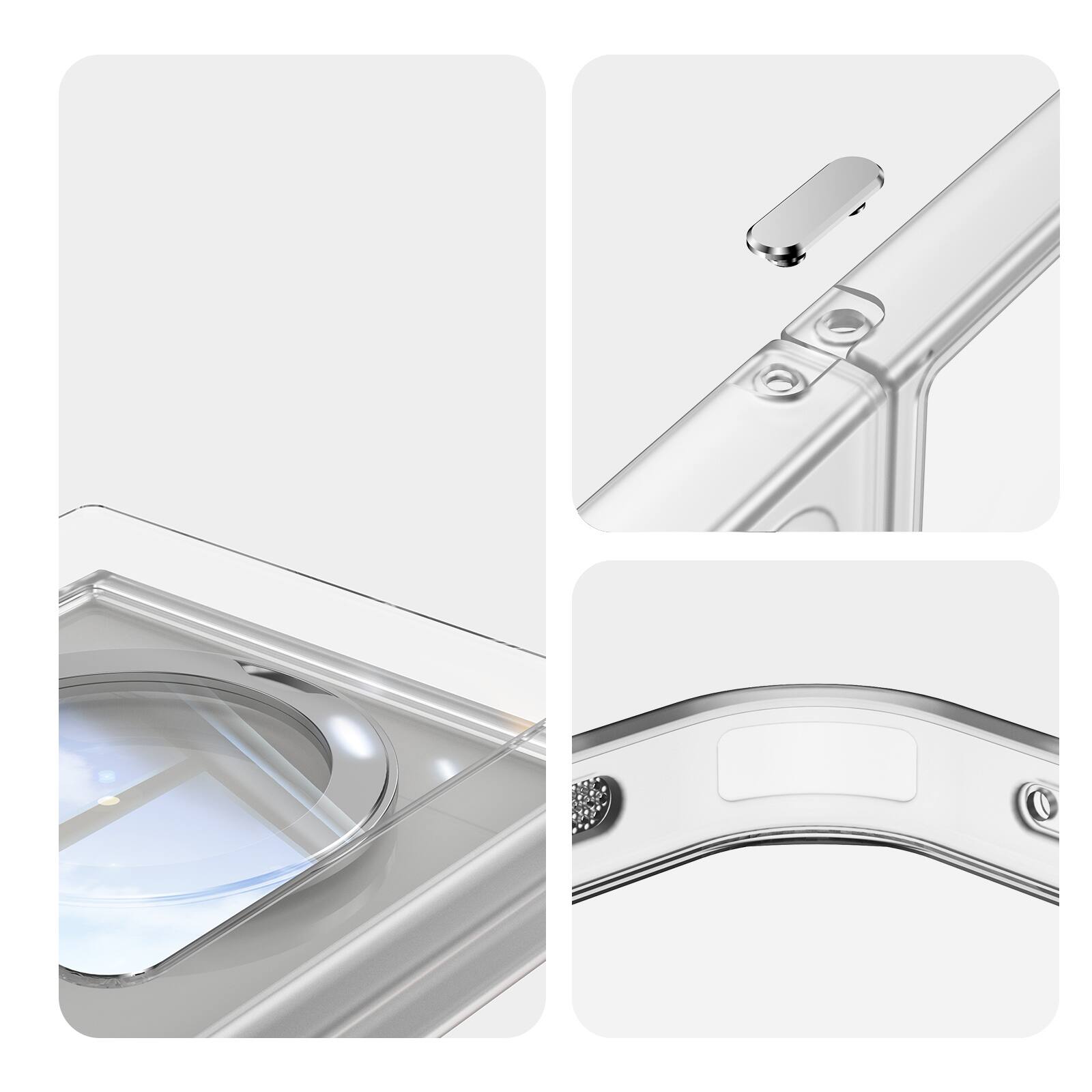 Alt View 1. Dteck - Magnetic Clear Case For Samsung Galaxy Z Flip 7, Shockproof Anti-Scratch 360° Ring Holder Stand PC+TPU Protection Cover - White.