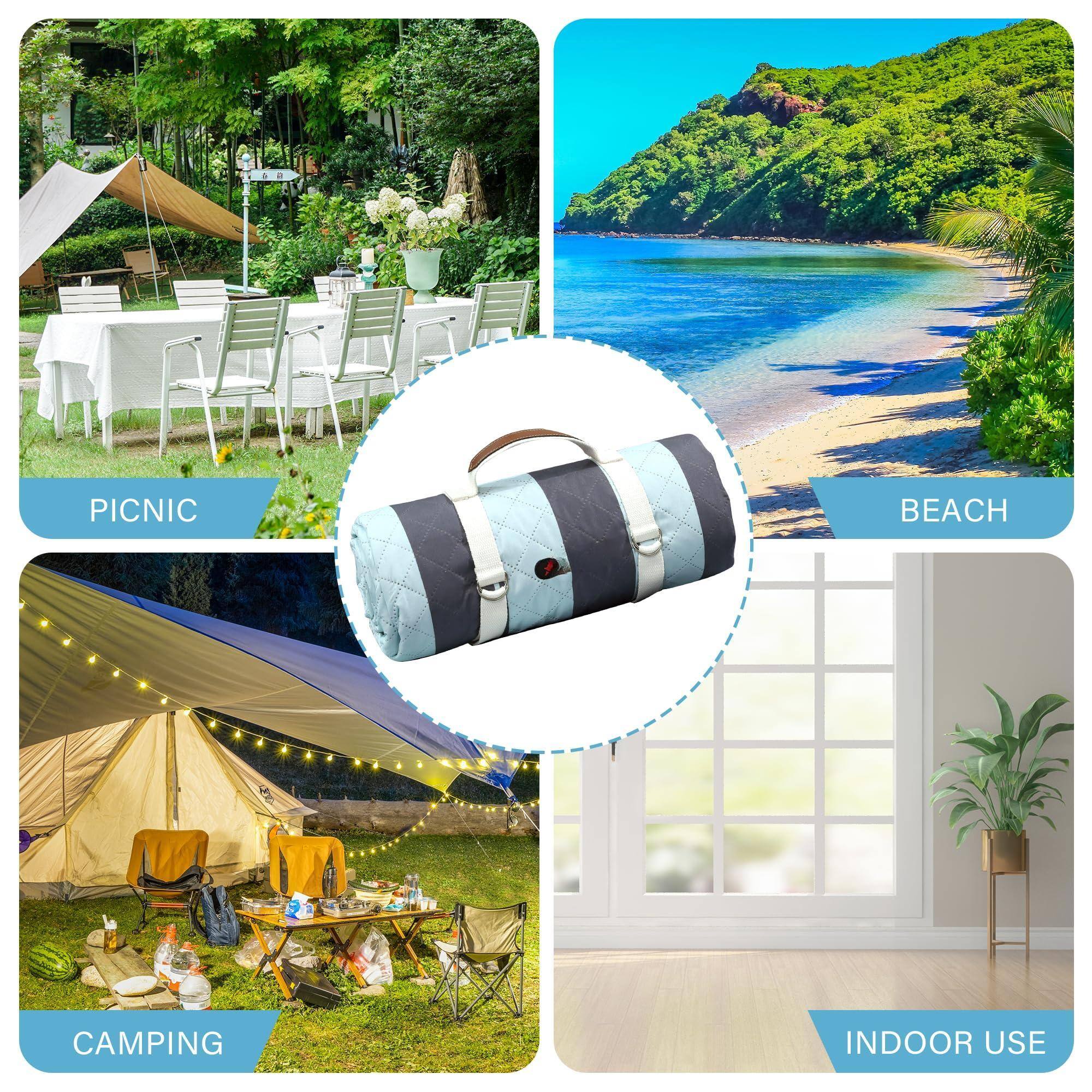 PICNIC  
BEACH  
CAMPING  
INDOOR USE