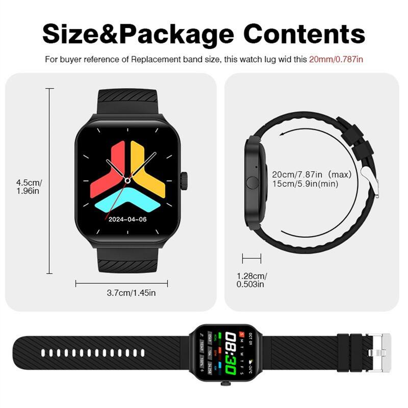 Size & Package Contents

For buyer reference of Replacement band size, this watch lug wid this 20mm/0.787in

- 4.5cm/1.96in
- 20cm/7.87in (max)
- 15cm/5.9in (min)
- 3.7cm/1.45in
- 1.28cm/0.503in

08:30
