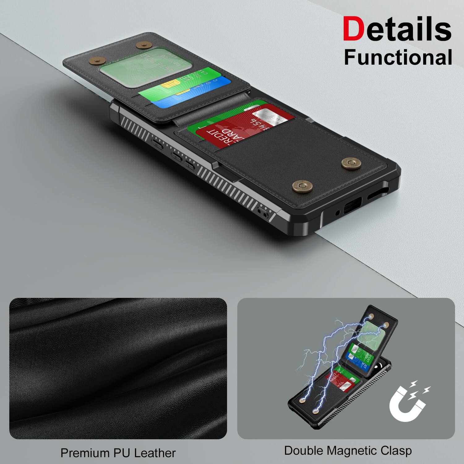 2156 25063455 A $495 C 7 Details Functional 95 dy REDIT ARD Premium PU Leather Double Magnetic Clasp

Details Functional

Premium PU Leather

Double Magnetic Clasp