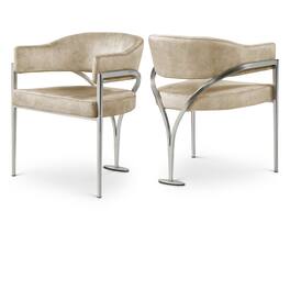 Meridian Furniture - Madelyn Velvet Dining Chair, Set of 2 - Beige