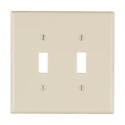 Front. Leviton - Leviton Light Almond 2 gang Thermoset Plastic Toggle Wall Plate 1 pk - Light Almond.