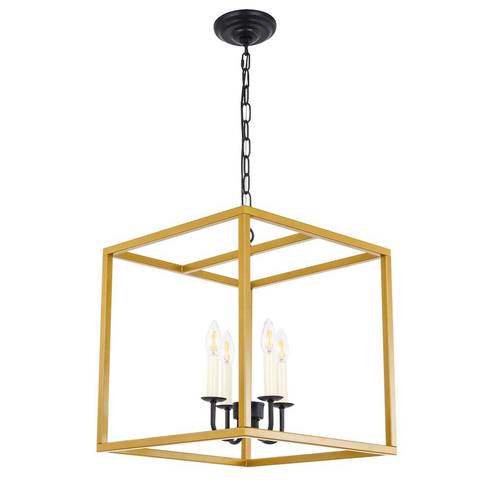 Alt View 3. Living District - Eclipse 4 Light Brass And Black Pendant - Brass And Black.