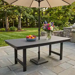 Fortune Candy - HDPE Patio Dining Table with Umbrella Hole,All Weather-Resistant for Outdoor Garden Yard (1 Piece - 70.7'' Table) - Gray