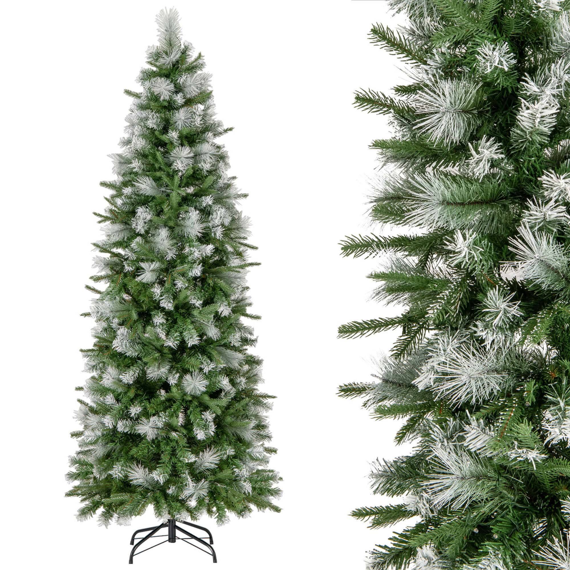 Alt View 11. Costway - 6 FT Pre-Lit Artificial Christmas Tree with 580 Frosted Tips 280 LED Lights - Green/White.