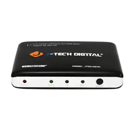J-TECH DIGITAL Advanced 1x2 HDMI Splitter Support 4K Ultra HD -TECH DIGITAL UITRAR E MODEL: JTD0102/4K Power OUT2 IN OUT1 on/off