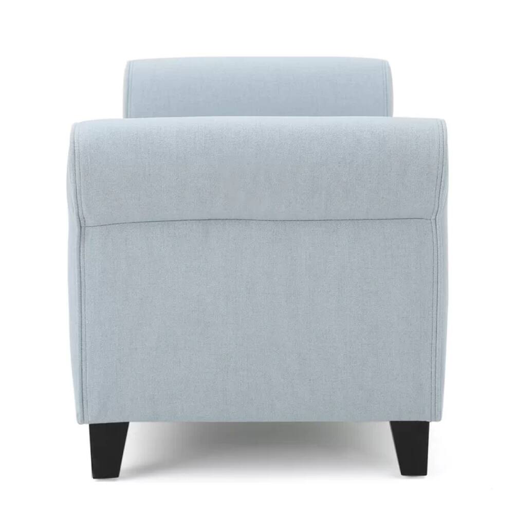 Alt View 2. PDTEND - Contemporary Storage Ottoman with Rolled Arms and Button Tufting in Wheat Fabric - Blue.