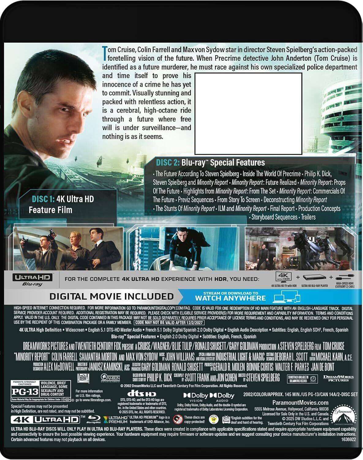 Minority Report 4K Blu Ray [4K Ultra HD Blu ray] - Best Buy