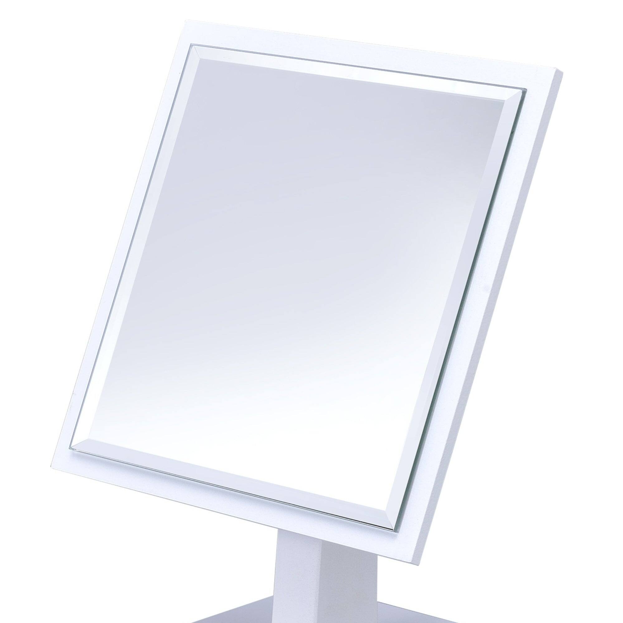 Alt View 1. BreeBe - 9.5' Tall Polyresin and Wood Make-Up Mirror on a Pedestal, White finish - White.