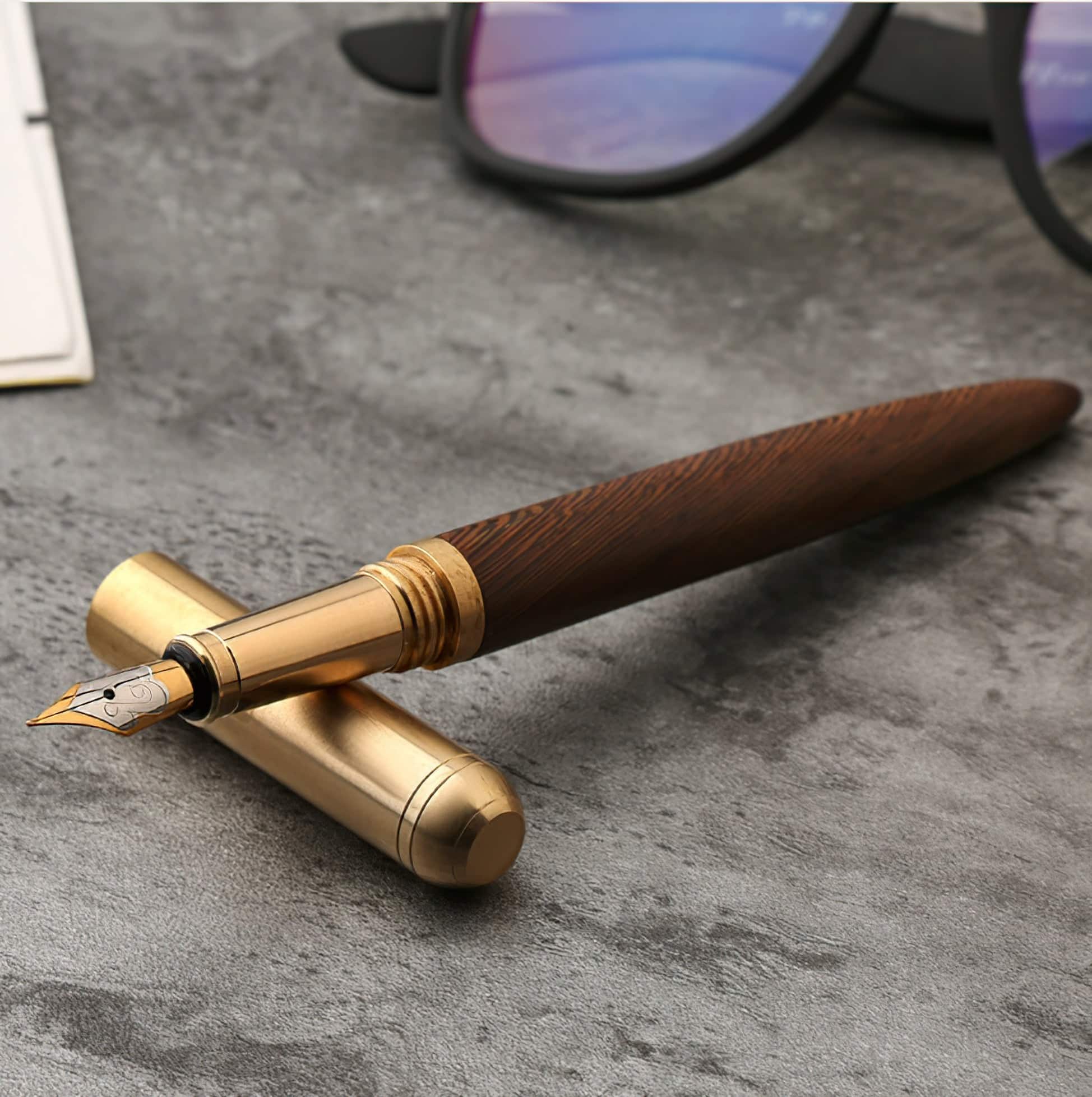 Steel Horse Leather - The Hemmingway | Handmade Wood and Brass Fountain Pen - Brown
