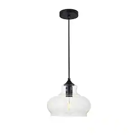 Living District - Destry 1 Light Black Pendant With Clear Glass - Black And Clear