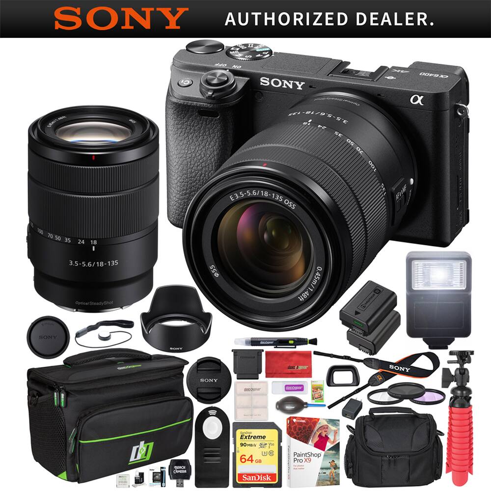 SONY AUTHORIZED DEALER.

SONY α

E 3.5-5.6/18-135 OSS

Optical SteadyShot

SONY - SPsm

SONY Extreme

SanDisk 64 GB

PaintShop Pro X9
