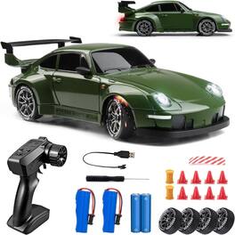 Loheer - RC Drift Car 1:24 Scale 4WD 20KM/H Remote Control Vehicle LED Lights Two Batteries Indoor Racing Toy