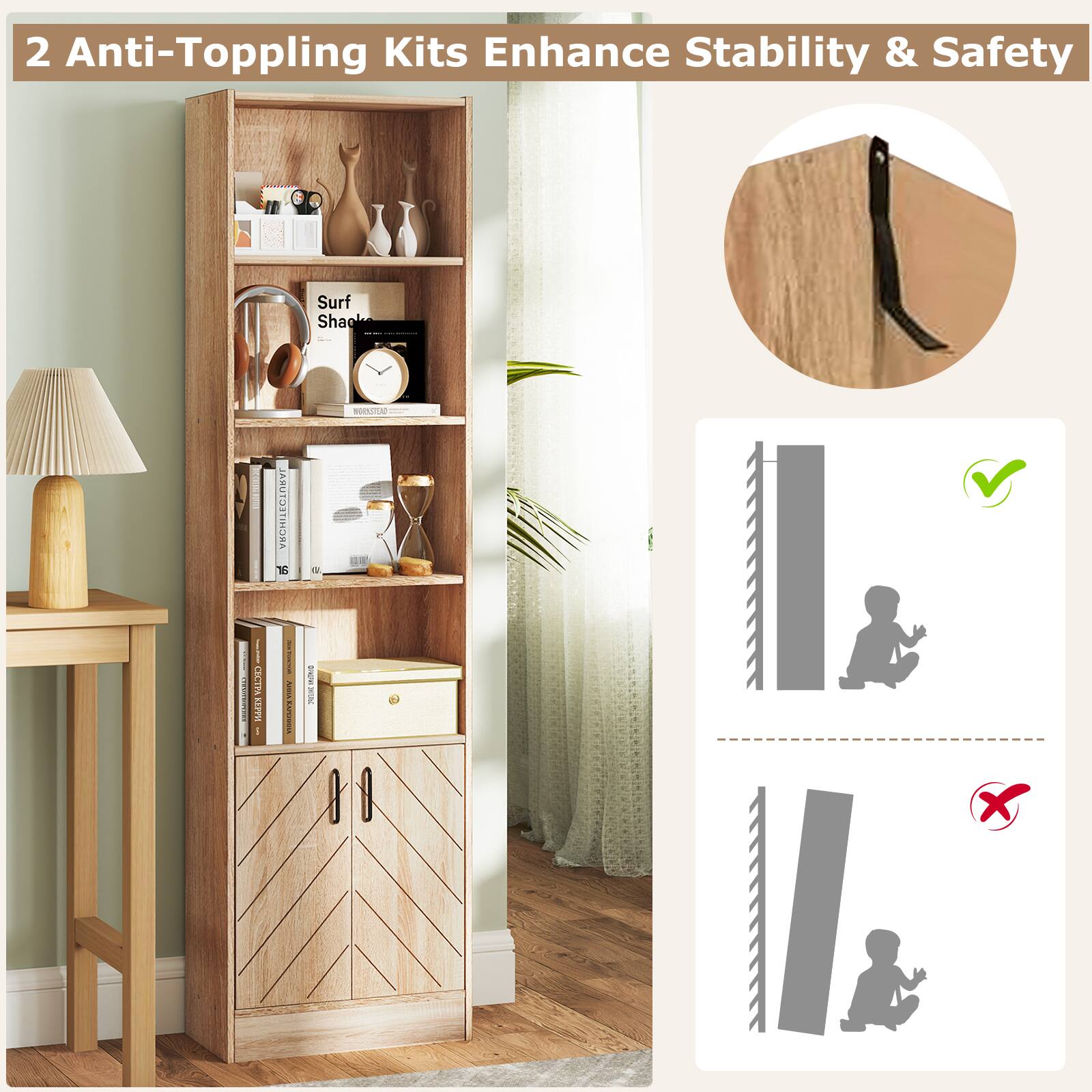 2 Anti-Toppling Kits Enhance Stability & Safety. Surf Shackle - I -- Te ARUTOITIHORA 16 | | | TD KPPV I I - I  i Pela 11 x