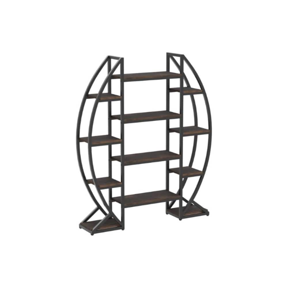 Fabibe - Wide Oval Industrial Display Bookshelf - Brown