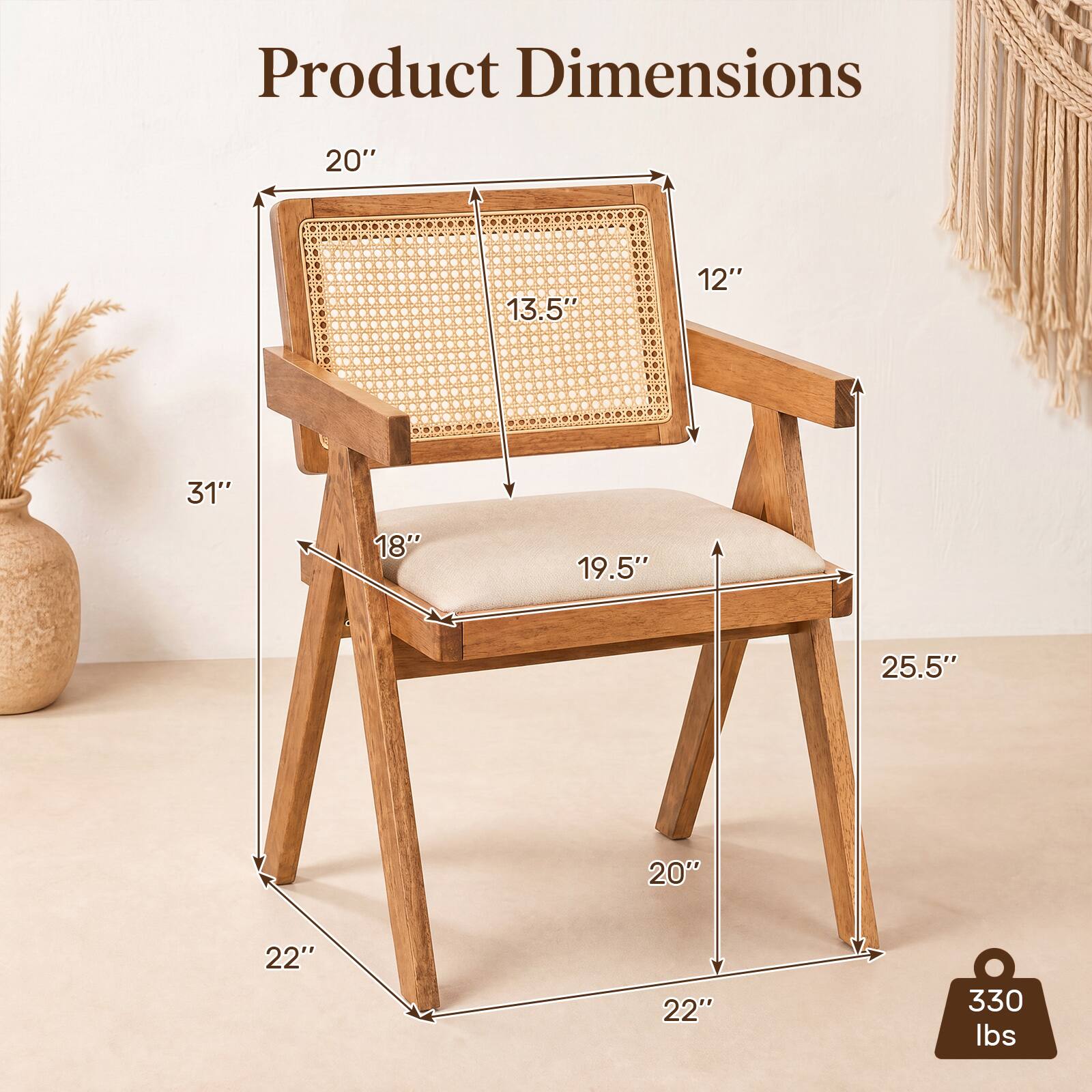 Product Dimensions: 20" x 13.5" x 12" x 31" x 18" x 19.5" x 25.5" x 20" x 22" x 22"  
Weight Capacity: 330 lbs