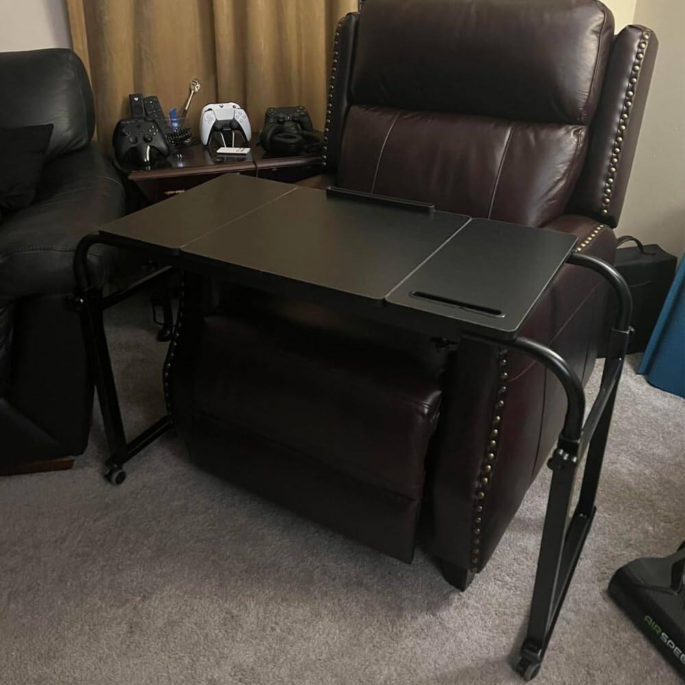 JETRANSPORT - Overbed Table With Wheels Laptop Desk Cart Over The Bed Adjustable Height And Length For Home Use - Default