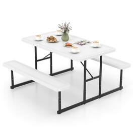 Costway - Picnic Table Bench Set for 2-4 People Outdoor Rectangular Camping Dining Table - White