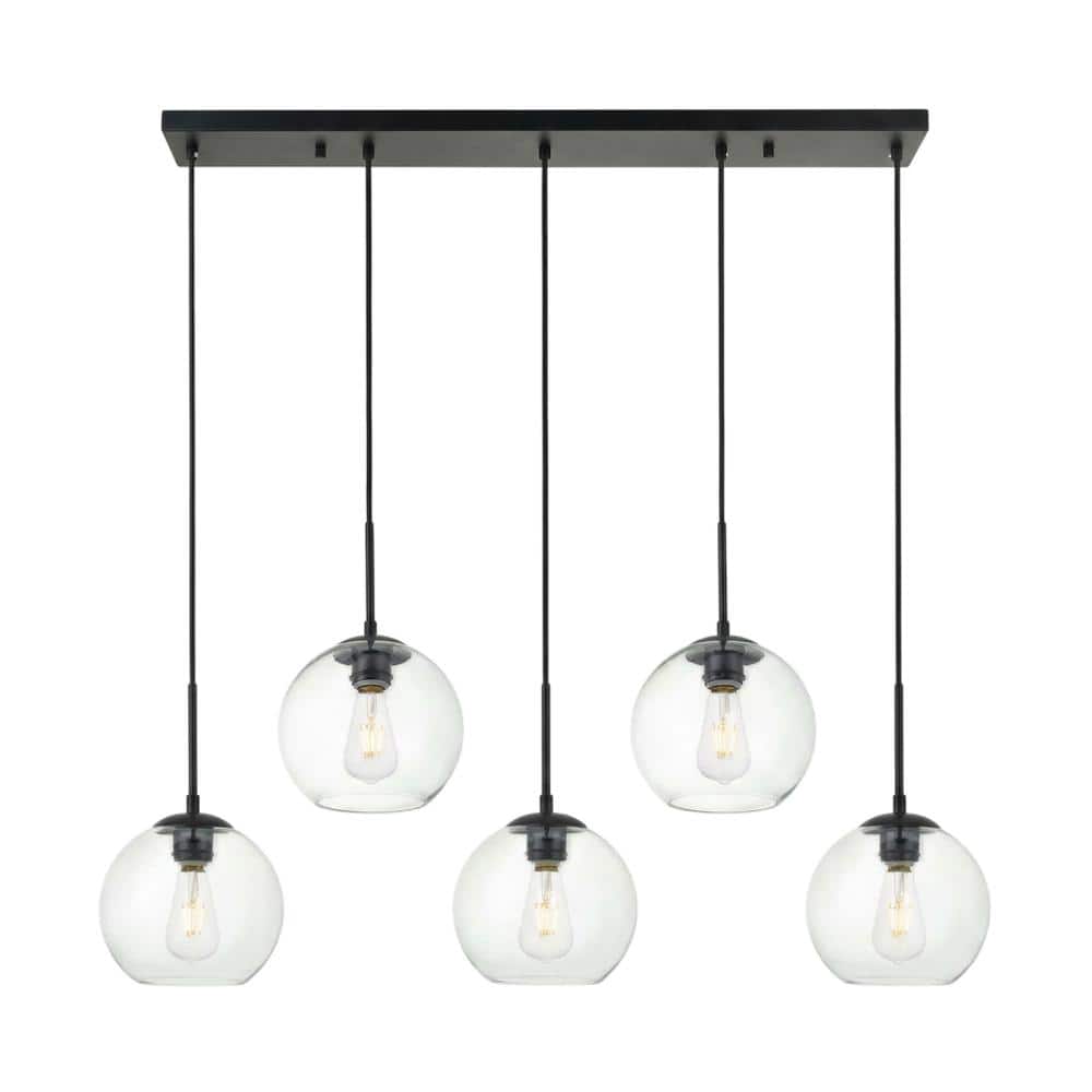 Living District - Baxter 5 Lights Black Pendant With Clear Glass - Black And Clear price history on PriceWatchPro