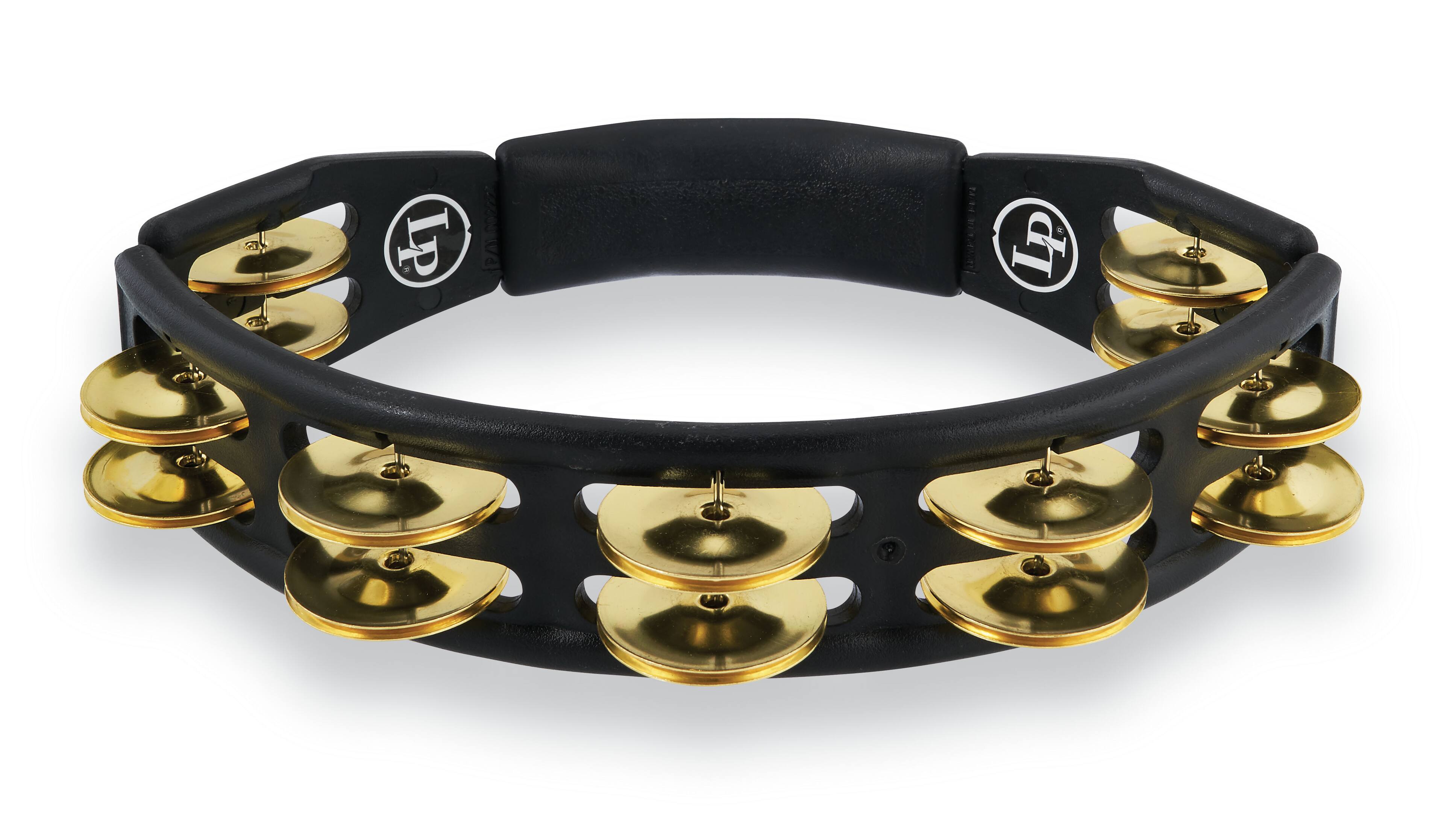 Left. Latin Percussion - Cyclops Handheld Tambourine, Brass.