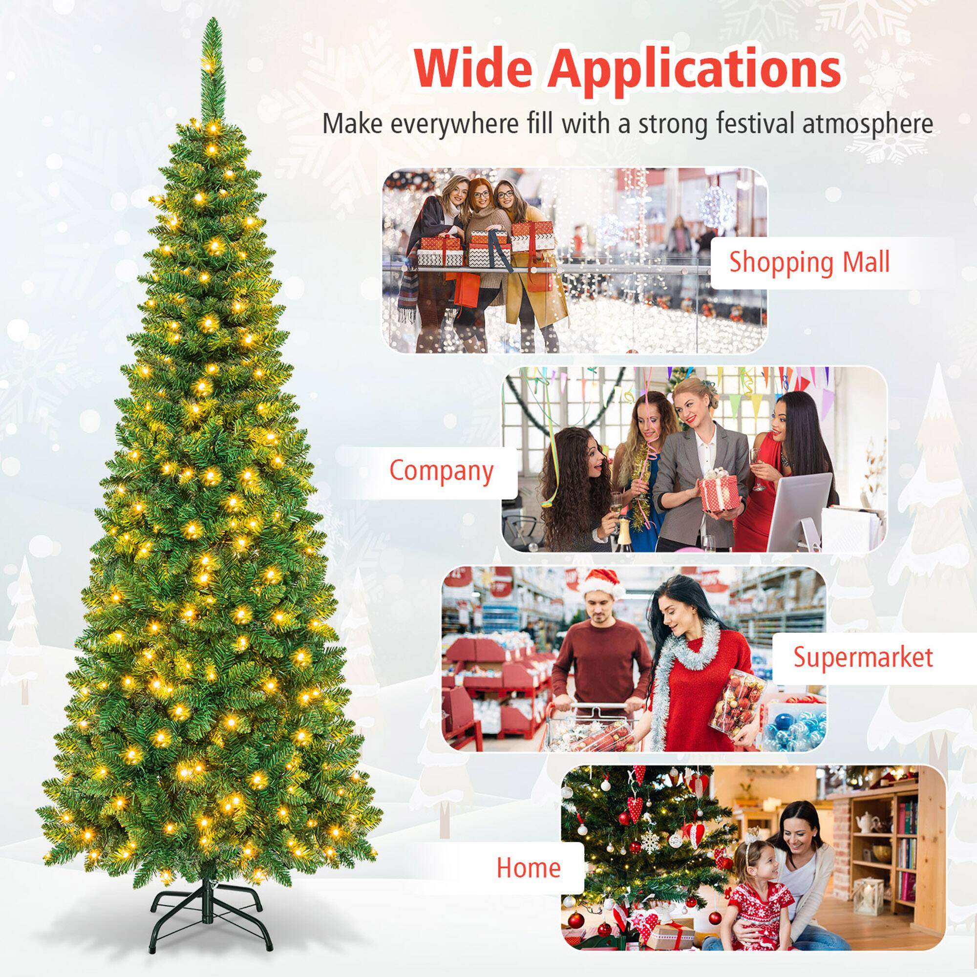 Wide Applications  
Make everywhere fill with a strong festival atmosphere  

Shopping Mall  
Company  
Supermarket  
Home