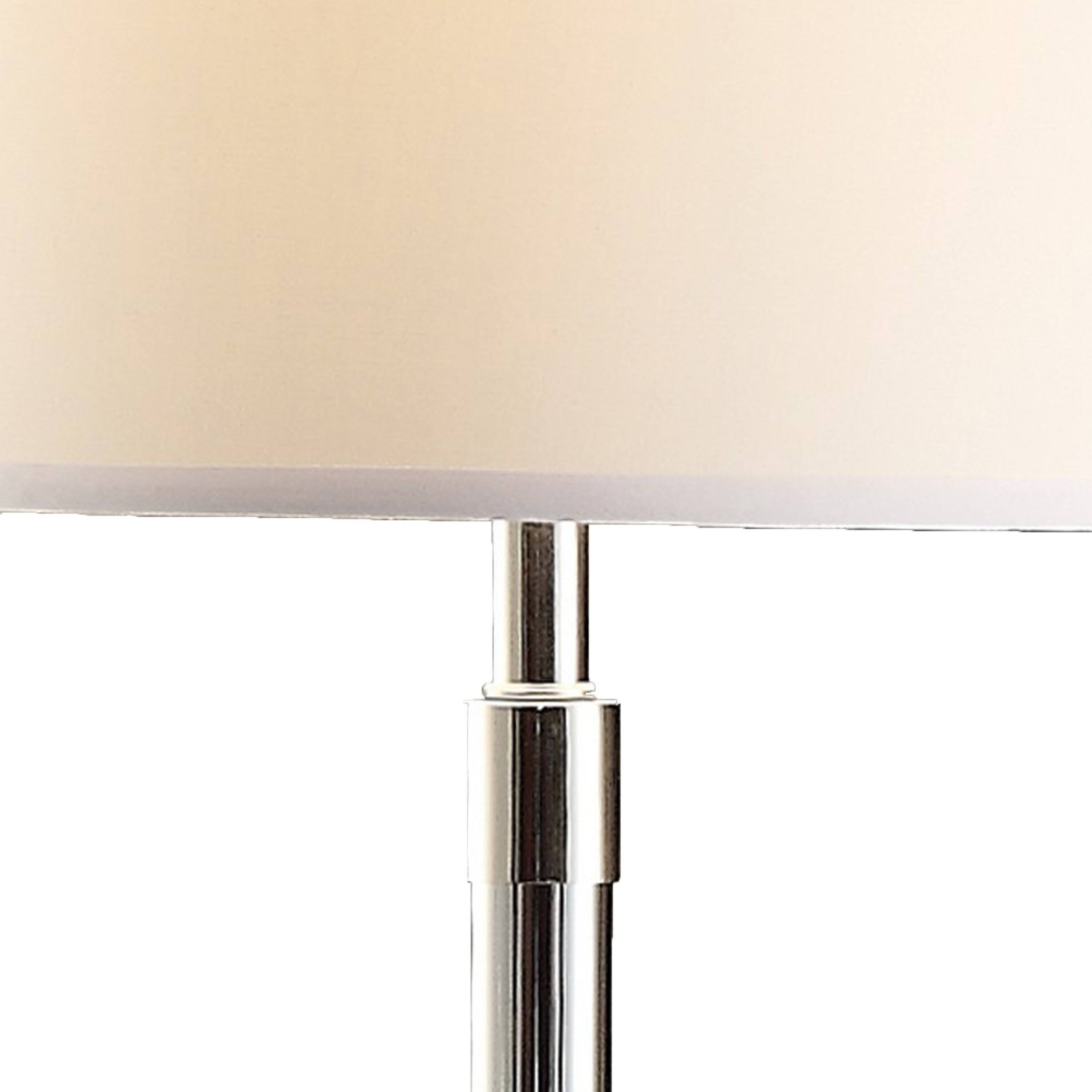 Back. Manhattan Lane - 28 Inch Table Lamp Set of 2, Empire Fabric Shade, Modern Nickel Base - Nickel, Silver, White.