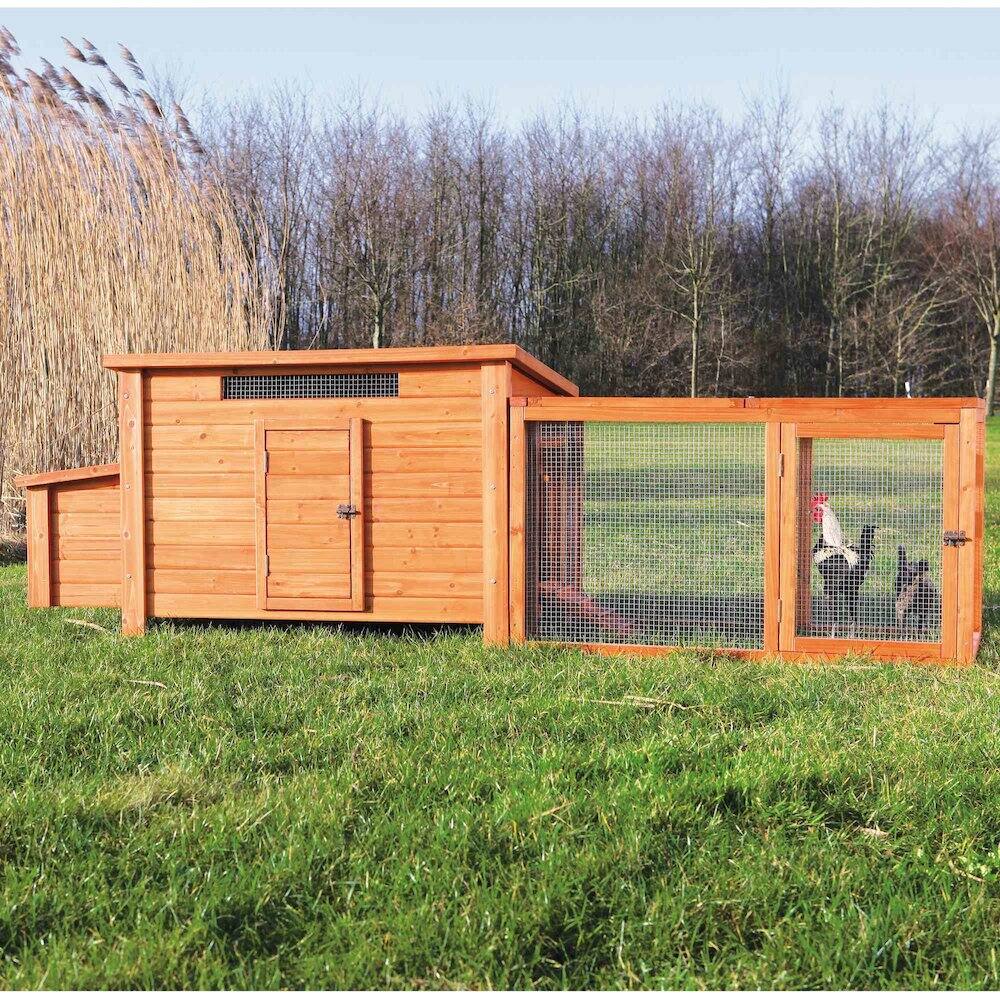 Alt View 3. TRIXIE - Weatherproof Outdoor Wood & Wire Chicken Run Extension for Chicken Coops, Brown - Brown.