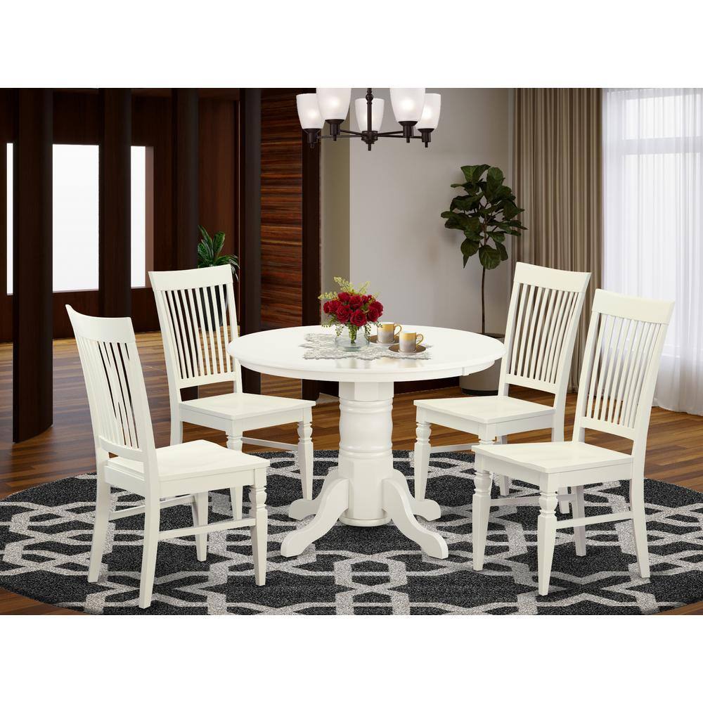 Back. East West Furniture - 5 Pc Table set for 4-Dinette Table and 4 Dining Chairs - Linen White.