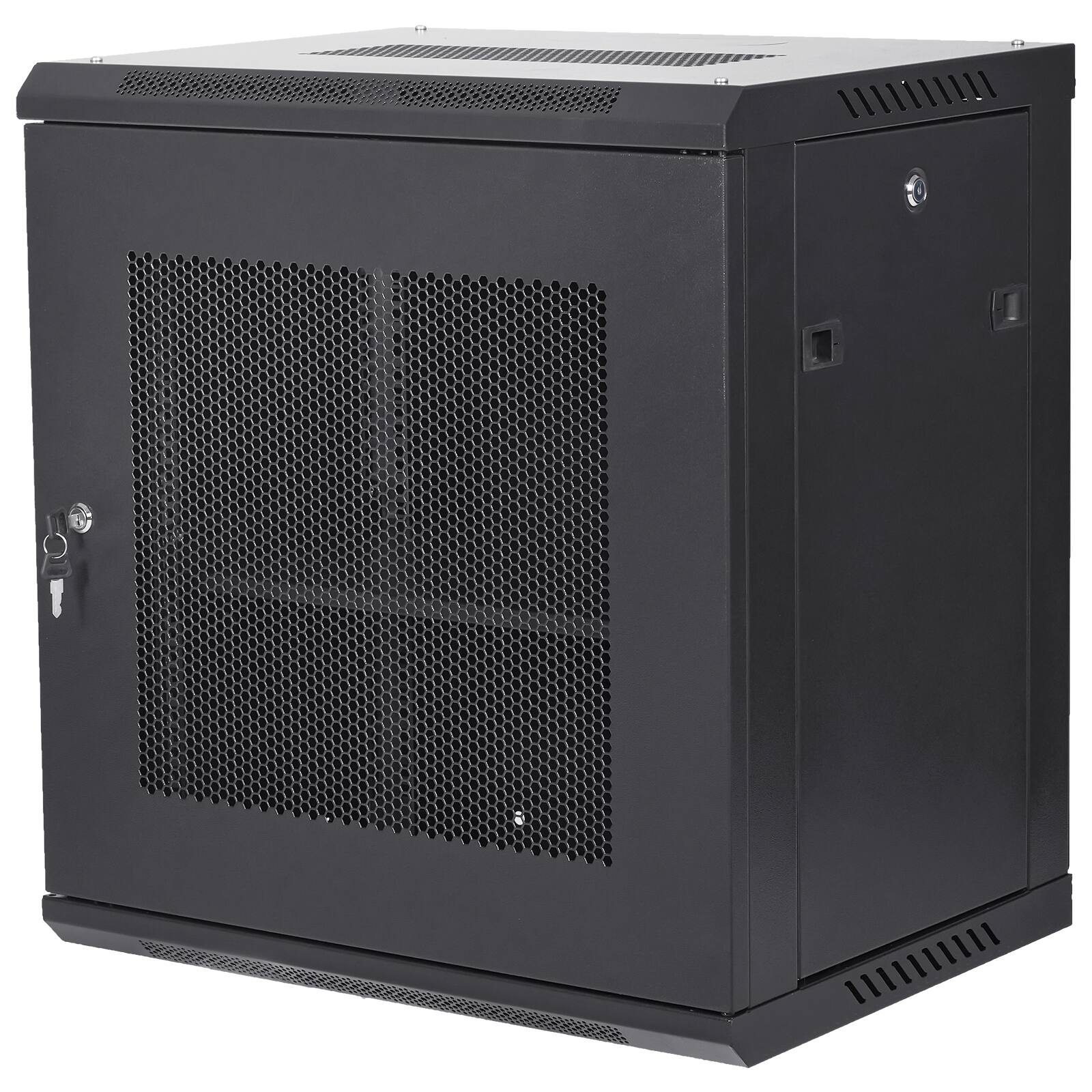 Alt View 5. VEVOR - 12U Wall Mount Server Cabinet, 15.5'' Depth, Network Rack Enclosure, Supports up to 200 lbs, Secure Locking System - Black.