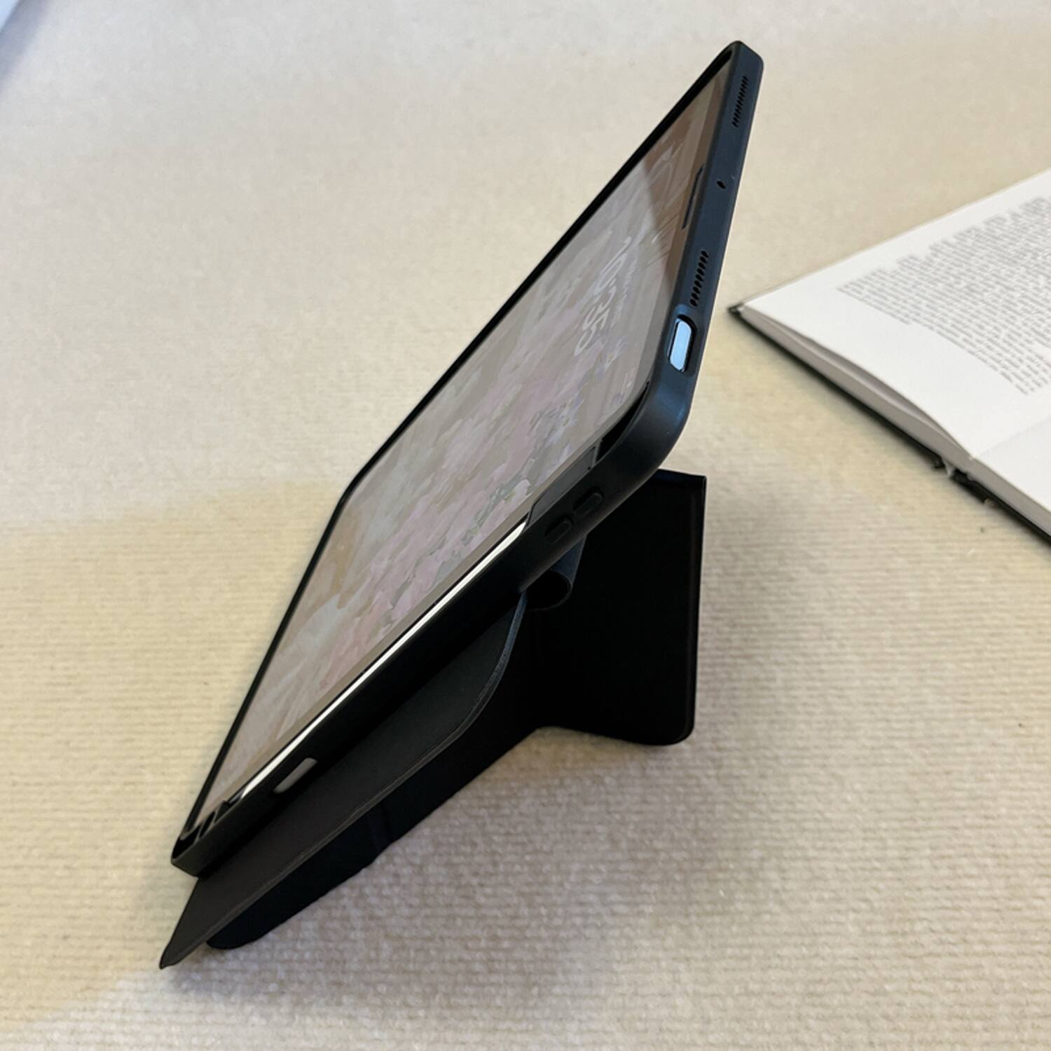 Alt View 3. Dteck - for Apple iPad (A16) 11" 2025 & iPad  10th Gen 2022 Premium Vegan Leather Folio Case,Y-Fold Magnetic Closure Flip Cover - Black.