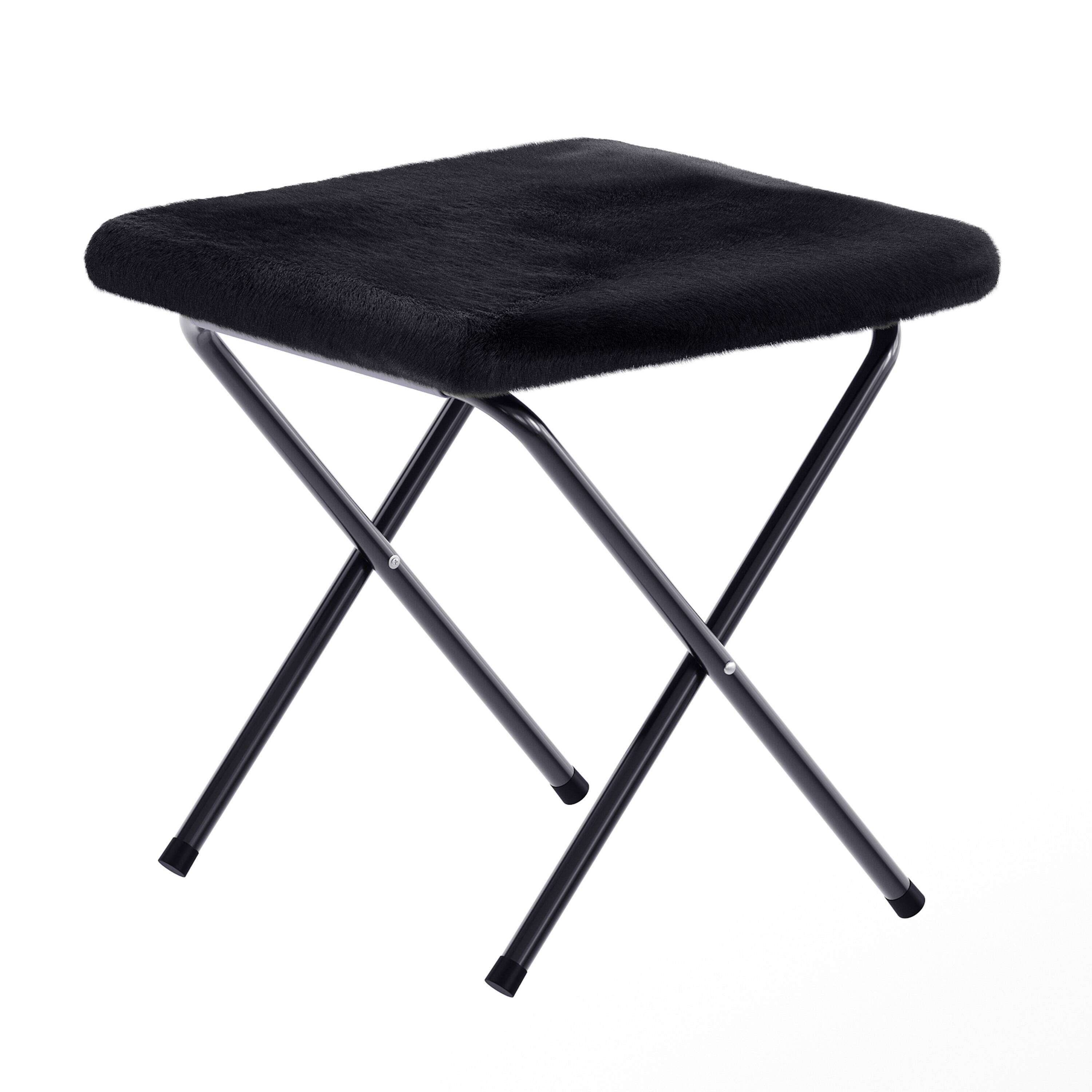 Alt View 8. Emma + Oliver - Ersa Oversize Folding Saucer Moon Chair and Ottoman for Dorm and Bedroom with Steel Frames - Black Fabric/Black Frame.