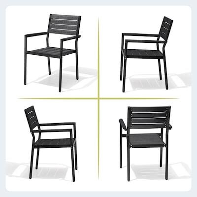Alt View 6. Crestlive Products - Crestlive Products 9/11pc Water Proof Patio Dining Set Aluminum Frame Rectangle Table Stackable Stationary Arm Chairs - Black-9PC.