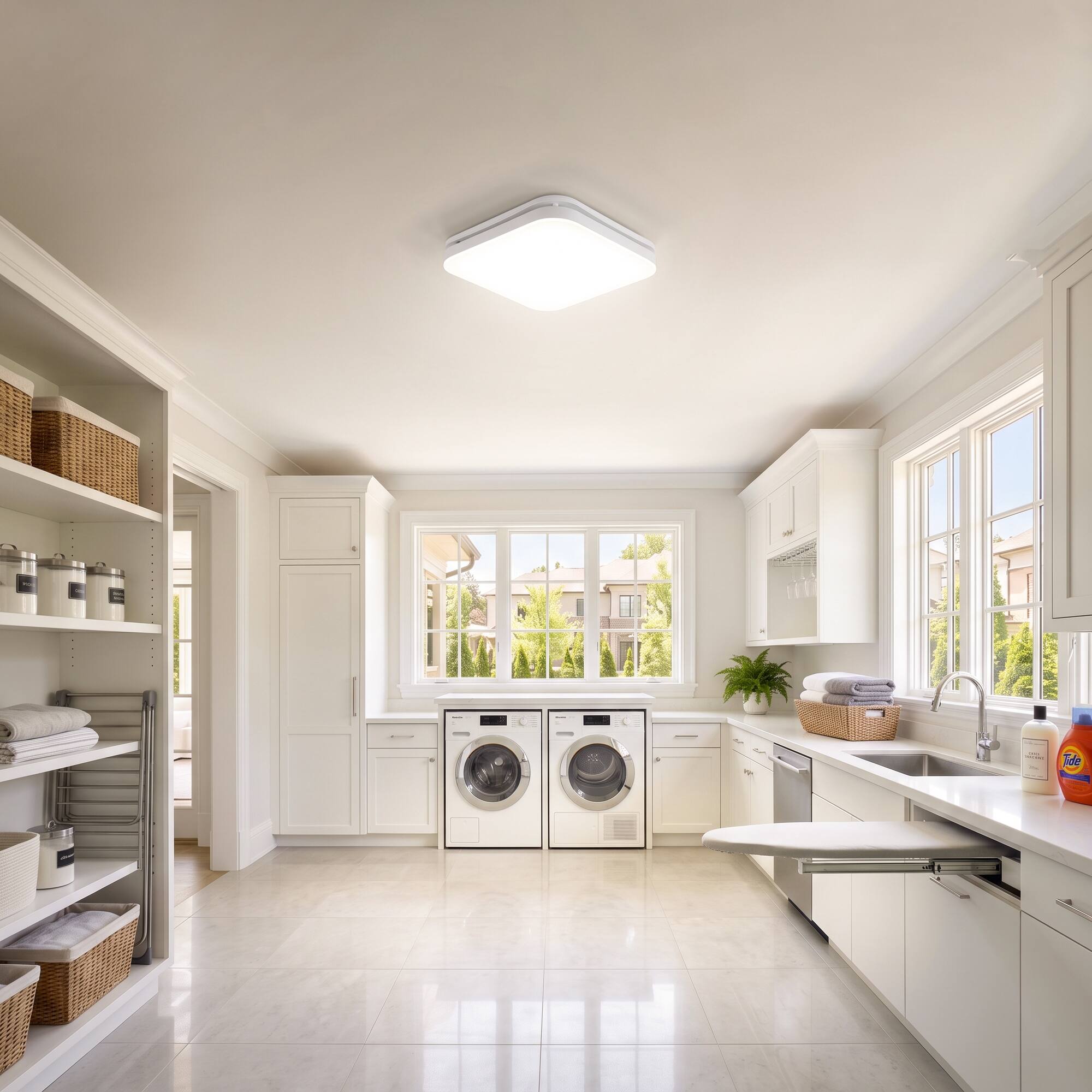 Alt View 7. Breezary - Bathroom Exhaust Fan with 3CCT LED Light/No-Light Options, 80/110 CFM, Ultra Quiet Ceiling Mount Fan with 4-Inch Duct - White Square (With Light).