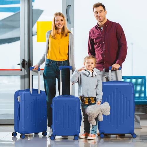 Alt View 7. Winado - 3-in-1 20" 24" 28" Luggage Set Spinner Wheels Trolley Hard Shell Suitcase Sets with TSA Lock - Blue.