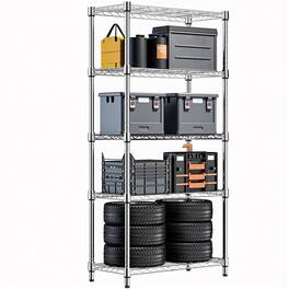 Mirfee - 5-Tier Heavy Duty Storage Shelving Unit, 1250 LB Capacity Steel Wire Rack, 62.4" H Utility Shelf for Home/Office - Chrome