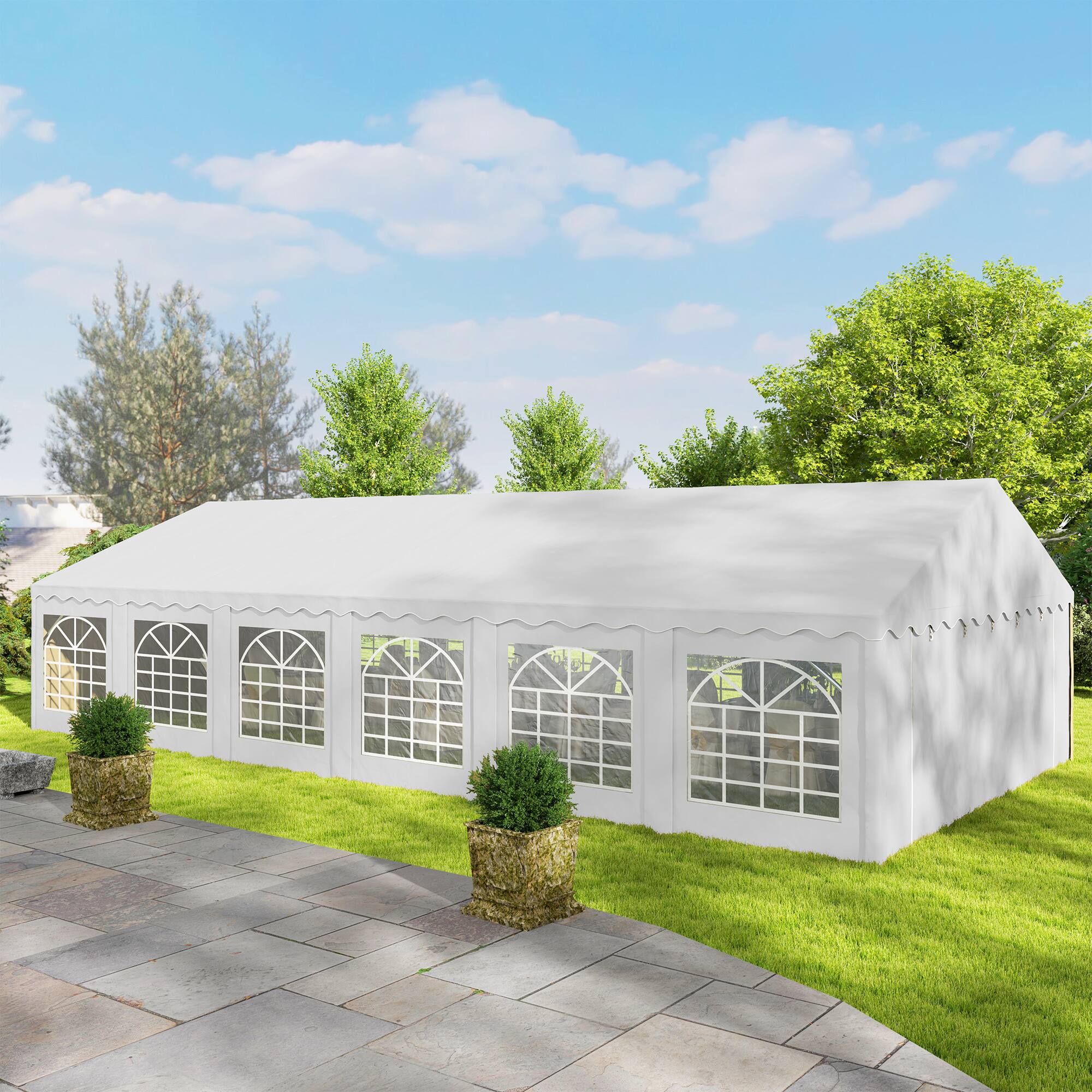 Alt View 7. Outsunny - x 40' Party Tent, Outdoor Canopy Tent with Removable Sidewalls, 12 Windows for Parties, Wedding, Events - White.
