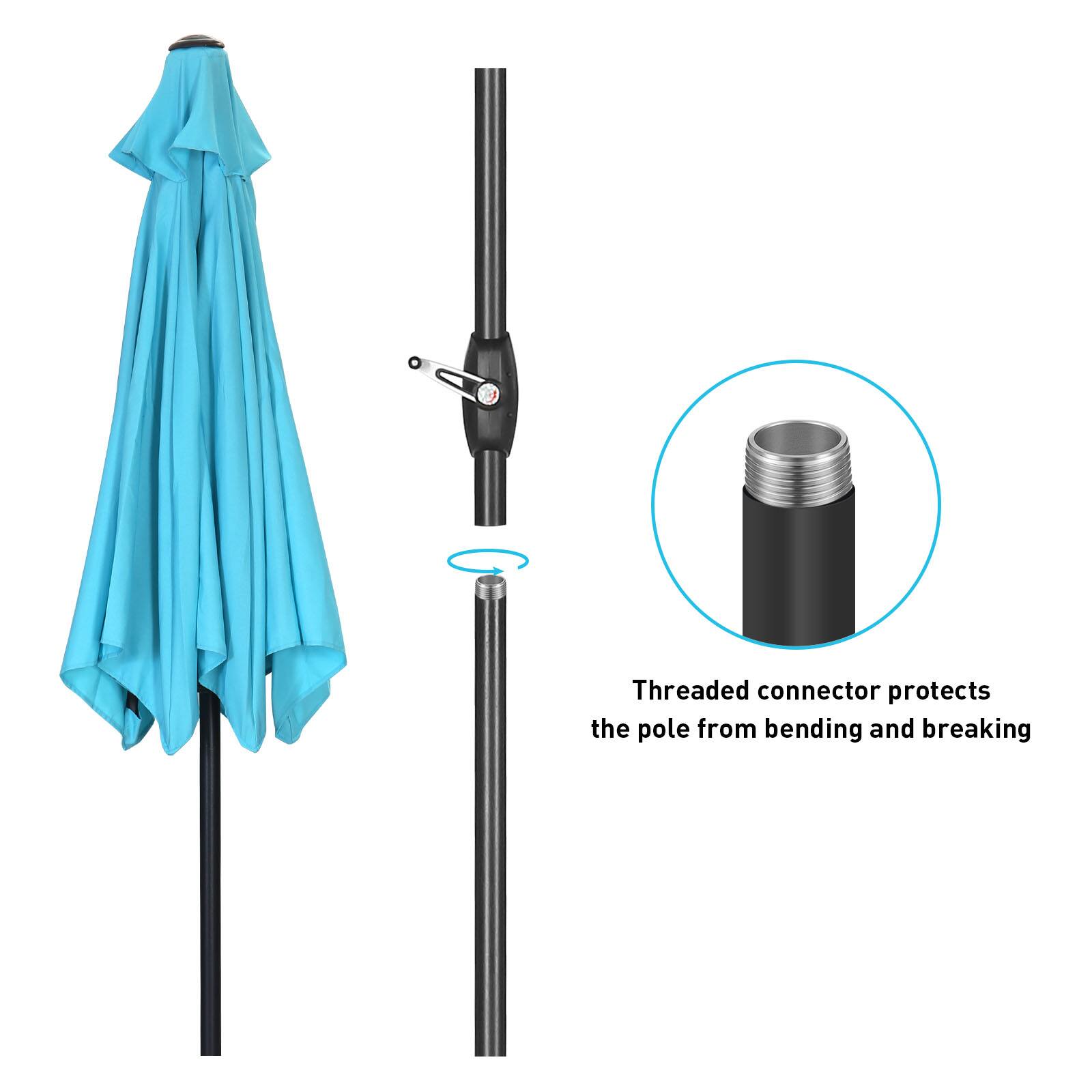 Threaded connector protects the pole from bending and breaking