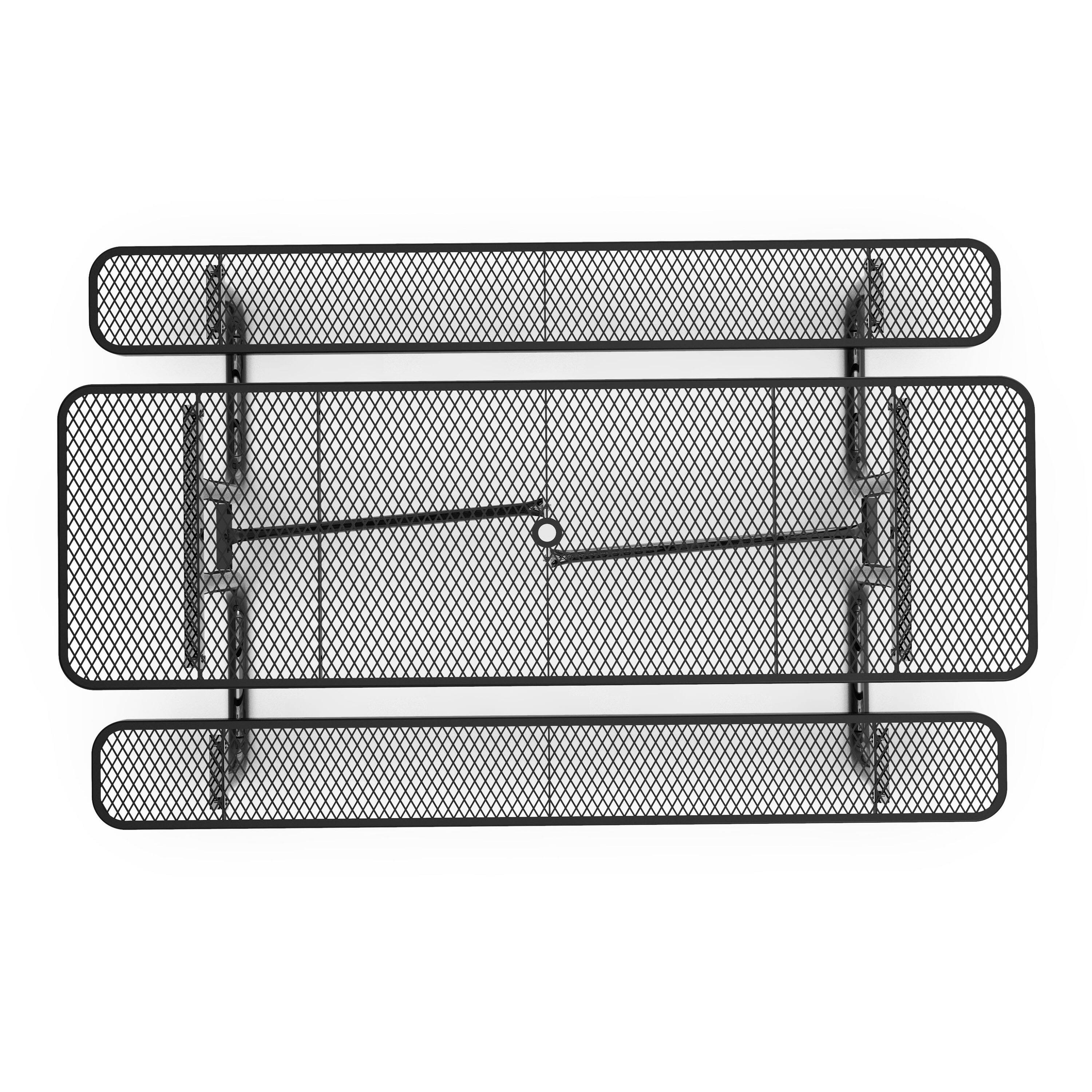 Alt View 1. Flash Furniture - Mantilla 8' Rectangular Outdoor Picnic Table with Commercial Heavy Gauge Expanded Metal Mesh Top and Seats and Steel Fra - Black.