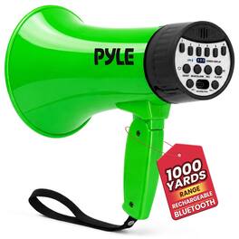 Pyle - 30W Bluetooth Rechargeable Megaphone with Voice Changer, Recording, Siren & USB-C Charging - Green